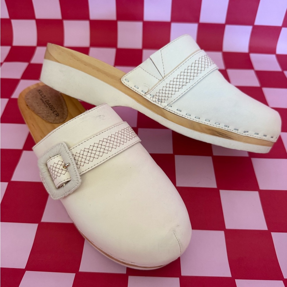 Kelsi Dagger Brooklyn White Clogs with Buckle